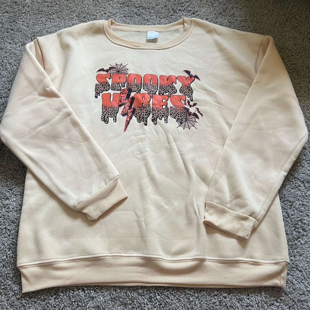 Cream Spooky Vibes Halloween Sweatshirt